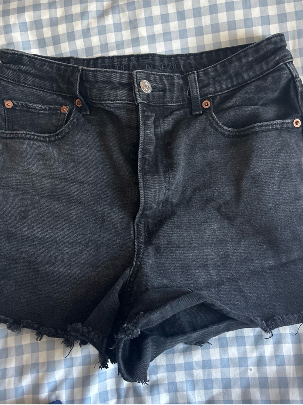 American Eagle Outfitters Black Frayed Hem Jean Shorts